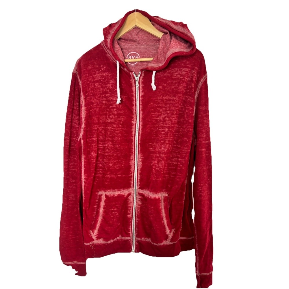 Buckle BKE Mens‎ L Red Heather Hoodie Sweatshirt Full Zip Pocket Grunge